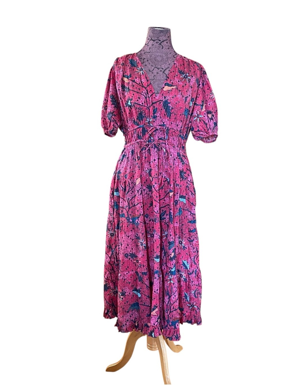 Ulla Johnson Pink Floral Midi Thelma Dress